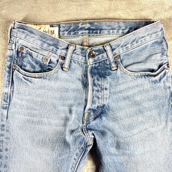 Abercrombie Kids Blue Jeans Size 14 Straight Leg 100% Cotton Denim - Picture 2 of 12